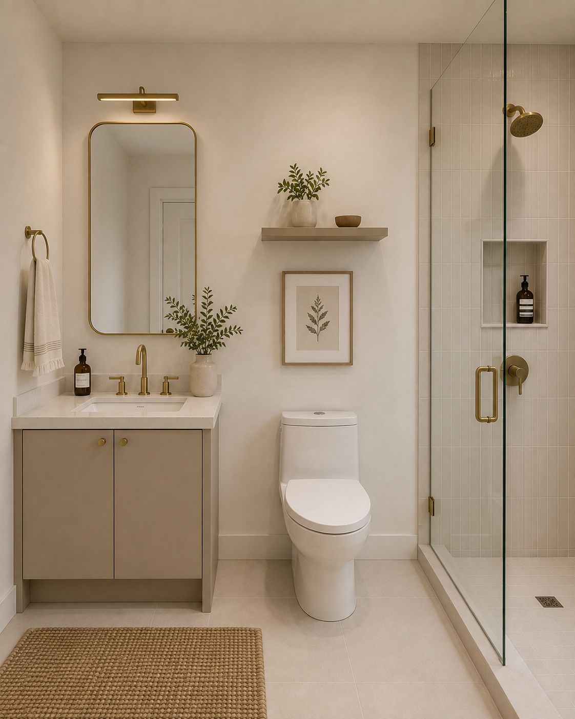 Visualization of a walk-in shower with glass enclosure and niche